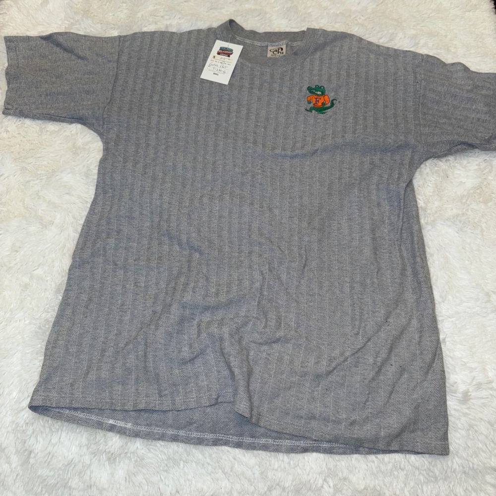 Cal Cru T-Shirt Mens Large Gray Good Florida Gators Herringbone Vintage USA